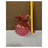 Fenton cranberry glass ruffled pitcher