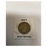 1910 S barber half dollar