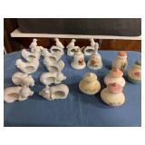 Ceramic napkin holders, fragrance bottles, bells