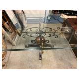 Wrought Iron and glass top occasional table40ï¿½x40ï¿½
