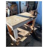 Wood bench w/ vise on wheels