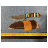 Damascus knife with sheath
