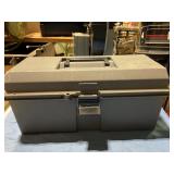 Plastic toolbox with screwdrivers & gloves