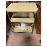 Metal roll around cart with electric cord 3 tiered