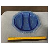 Cobalt blunt glass divider dish