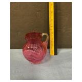 Fenton cranberry glass ruffled pitcher