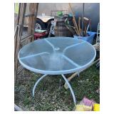 Glass top umbrella table