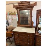Antique marble top dresser with mirror