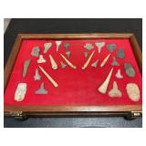 Artifacts in 12ï¿½x12ï¿½ glass & wood display