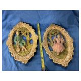 Vintage Chalkware wall plague of boy & girl