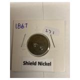 1867 shield nickel