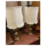 Brass lamps with white shades