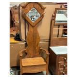Hall tree w/ beveled mirror & coat hooks