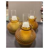 Vintage amber Hobnail glass lampshades