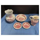 Vase, small pitcher & plates