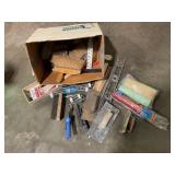 Level, paint supplies, brushes & extras