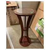Plant stand wood w/ glass piece 28" Tall