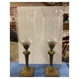 Brass & Glass Candle holders 21"tall