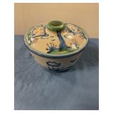 M A Hadley lidded blow  inside chip on lid