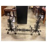 Wrought iron andiron scroll & twist detail NO SHIP