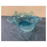Blue Opalescent glass bowl