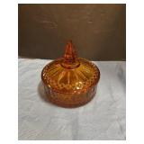 Amber glass candy dish