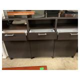 Black storage cabinet w/3drawers 71"x16"x45" tall