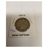 1915 D barber half dollar