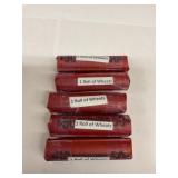 Five rolls assorted wheat cents