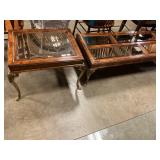 Brass & Wood Coffee and end table mirrored top