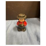 Metal Amish boy, bank of Louisville Bank 5" Tall