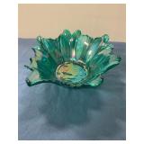 Iridescent floral glass bowl