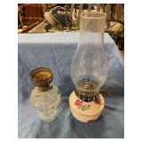 Oil lamps one missing globe