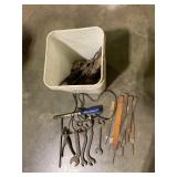 Bucket of wrenches, files & extras