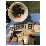 Bucket of outlet&  light plates w/ extras