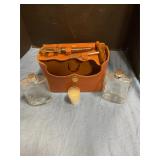 Travel bar set in leather case