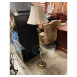 Brass &Glass Floor Lamp w/table