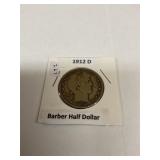 1912 D barber half dollar