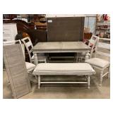 Table 4 chairs w/bench & leaf