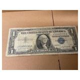 Silver certificate 1957A blue seal dollar bill