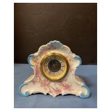 Victorian hand painted mini mantel clock- porcelai