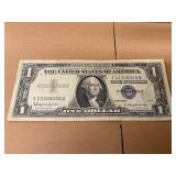 Silver certificate 1957B blue seal dollar bill