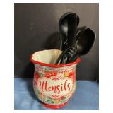 Pointer woman utensil holder w/ utensils