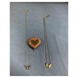 Heart trinket box & necklaces