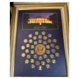 Presidential Dollar coins in frame
