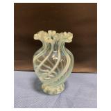 Fenton blue/aqua spiral optic vase