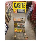 Casite display rack W/ vintage cans NO SHIP