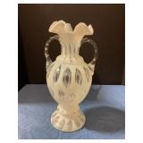 Fenton white opalescent coin dot vase 11" Tall