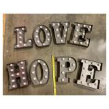 Light-up battery operated metal letters