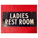 Ladies restroom double sided porcelain sign 18"x8"